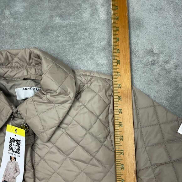 Anne Klein Womens Quilted Lightweight Jacket Beige Button-Up Small Size NWT 6639 - Picture 6 of 8
